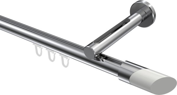 Innenlauf Gardinenstange Aluminium / Metall 20 mm Ø SITENO - Verano Chrom 100 cm