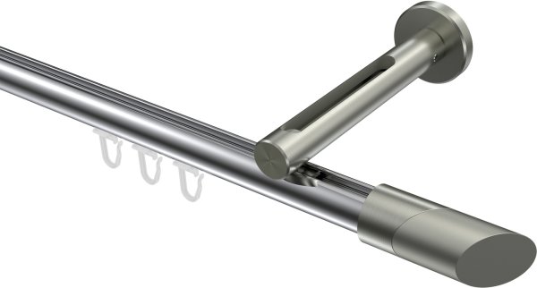 Innenlauf Gardinenstange Aluminium / Metall 20 mm Ø SITENO - Verano Chrom / Edelstahl-Optik 100 cm