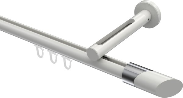 Innenlauf Gardinenstange Aluminium / Metall 20 mm Ø SITENO - Verano Weiß 100 cm