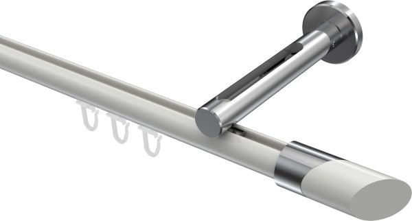 Innenlauf Gardinenstange Aluminium / Metall 20 mm Ø SITENO - Verano Weiß / Chrom 100 cm