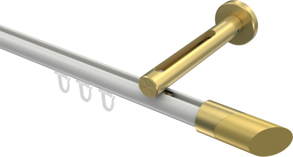 Innenlauf Gardinenstange Aluminium / Metall 20 mm Ø SITENO - Verano Weiß / Messing-Optik 100 cm