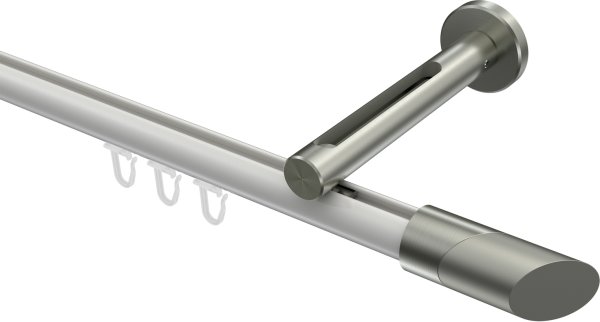 Innenlauf Gardinenstange Aluminium / Metall 20 mm Ø SITENO - Verano Weiß / Edelstahl-Optik 100 cm