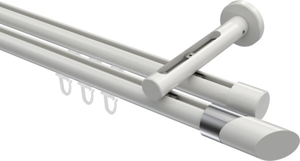 Innenlauf Gardinenstange Aluminium / Metall 20 mm Ø 2-läufig SITENO - Verano Weiß 100 cm
