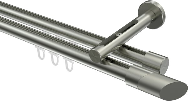 Innenlauf Gardinenstange Edelstahl-Optik 20 mm Ø 2-läufig SITENO - Verano 100 cm