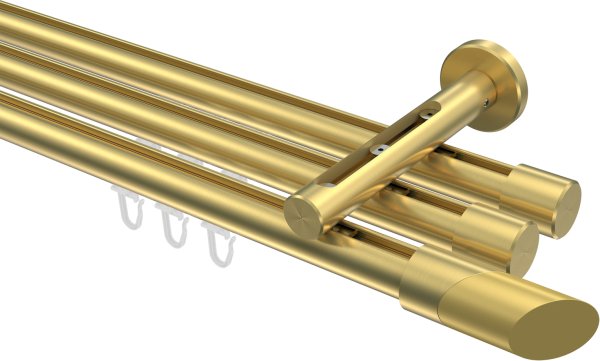 Innenlauf Gardinenstange Messing-Optik 20 mm Ø 3-läufig SITENO - Verano 100 cm