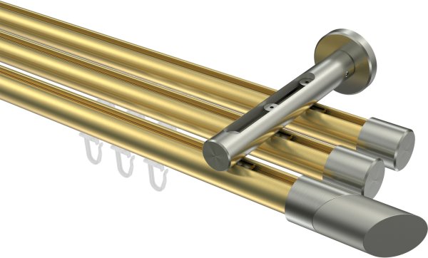 Innenlauf Gardinenstange Messing-Optik / Edelstahl-Optik 20 mm Ø 3-läufig SITENO - Verano 100 cm