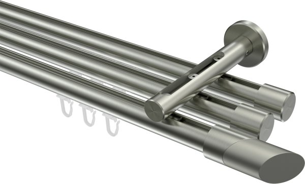 Innenlauf Gardinenstange Edelstahl-Optik 20 mm Ø 3-läufig SITENO - Verano 100 cm
