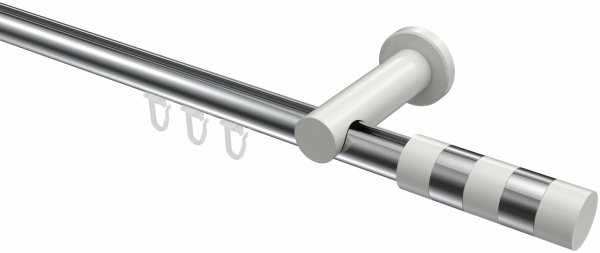 Innenlauf Gardinenstange Aluminium / Metall 20 mm Ø PLATON - Mavell Chrom / Weiß 100 cm