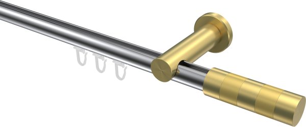 Innenlauf Gardinenstange Aluminium / Metall 20 mm Ø PLATON - Mavell Chrom / Messing-Optik 100 cm
