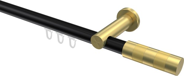 Innenlauf Gardinenstange Aluminium / Metall 20 mm Ø PLATON - Mavell Schwarz / Messing-Optik 100 cm