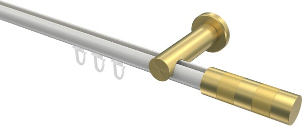 Innenlauf Gardinenstange Aluminium / Metall 20 mm Ø PLATON - Mavell Weiß / Messing-Optik 100 cm