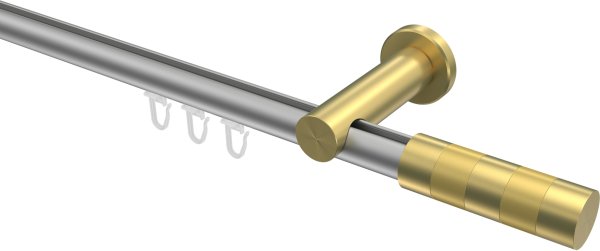 Innenlauf Gardinenstange Aluminium / Metall 20 mm Ø PLATON - Mavell Silbergrau / Messing-Optik 100 cm