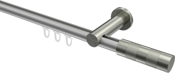 Innenlauf Gardinenstange Aluminium / Metall 20 mm Ø PLATON - Mavell Silbergrau / Edelstahl-Optik 100 cm