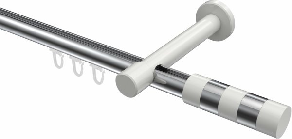 Innenlauf Gardinenstange Aluminium / Metall 20 mm Ø PRESTIGE - Mavell Chrom / Weiß 100 cm