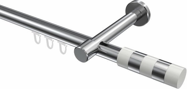 Innenlauf Gardinenstange Aluminium / Metall 20 mm Ø PRESTIGE - Mavell Chrom 100 cm