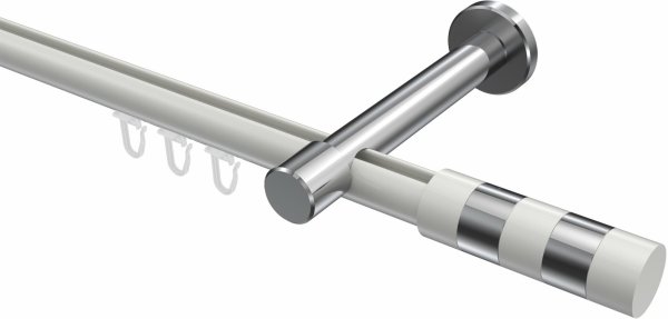 Innenlauf Gardinenstange Aluminium / Metall 20 mm Ø PRESTIGE - Mavell Weiß / Chrom 100 cm