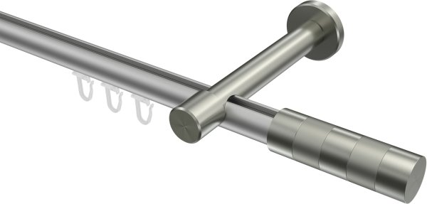 Innenlauf Gardinenstange Aluminium / Metall 20 mm Ø PRESTIGE - Mavell Silbergrau / Edelstahl-Optik 100 cm