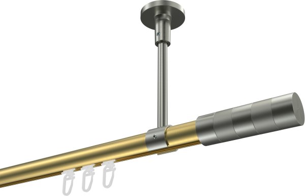 Innenlauf Gardinenstange Messing-Optik / Edelstahl-Optik 20 mm Ø SONETTE - Mavell