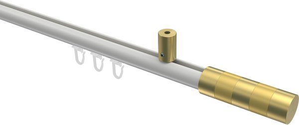 Innenlauf Gardinenstange Aluminium / Metall 20 mm Ø SONIUS - Mavell Weiß / Messing-Optik 100 cm