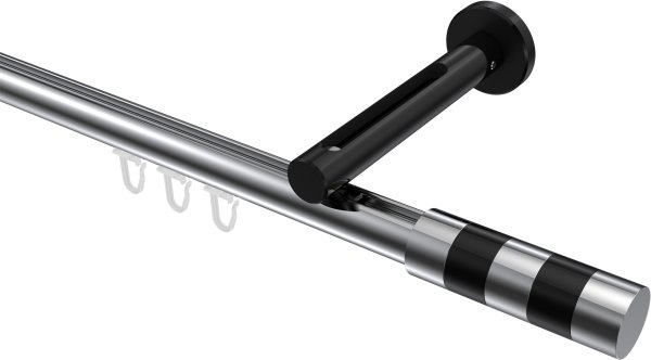 Innenlauf Gardinenstange Aluminium / Metall 20 mm Ø SITENO - Mavell Chrom / Schwarz 100 cm
