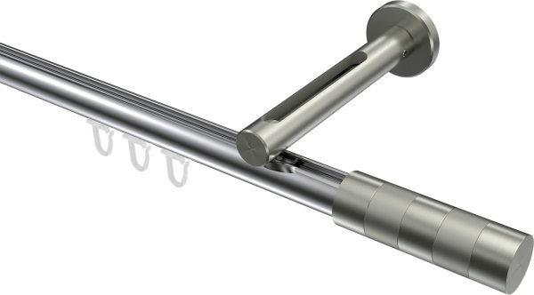 Innenlauf Gardinenstange Aluminium / Metall 20 mm Ø SITENO - Mavell Chrom / Edelstahl-Optik 100 cm