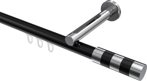 Innenlauf Gardinenstange Aluminium / Metall 20 mm Ø SITENO - Mavell Schwarz / Chrom 100 cm
