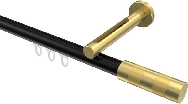 Innenlauf Gardinenstange Aluminium / Metall 20 mm Ø SITENO - Mavell Schwarz / Messing-Optik 100 cm