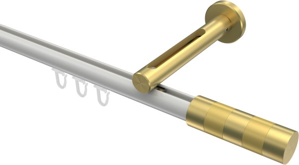 Innenlauf Gardinenstange Aluminium / Metall 20 mm Ø SITENO - Mavell Weiß / Messing-Optik 100 cm