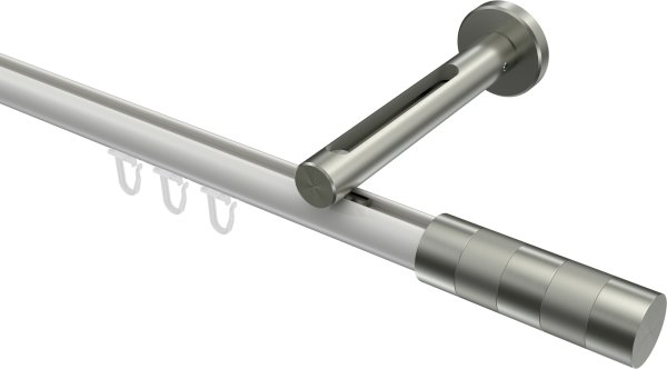 Innenlauf Gardinenstange Aluminium / Metall 20 mm Ø SITENO - Mavell Weiß / Edelstahl-Optik 100 cm