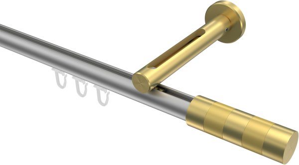 Innenlauf Gardinenstange Aluminium / Metall 20 mm Ø SITENO - Mavell Silbergrau / Messing-Optik 100 cm