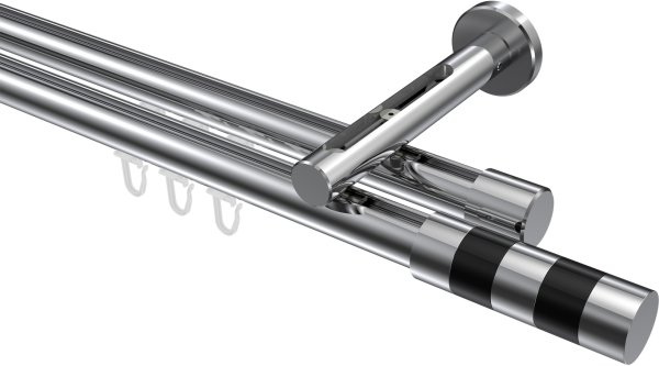 Innenlauf Gardinenstange Aluminium / Metall 20 mm Ø 2-läufig SITENO - Mavell Chrom 100 cm