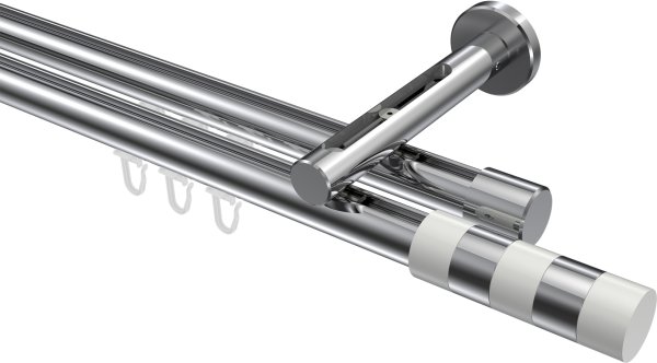Innenlauf Gardinenstange Aluminium / Metall 20 mm Ø 2-läufig SITENO - Mavell Chrom 100 cm