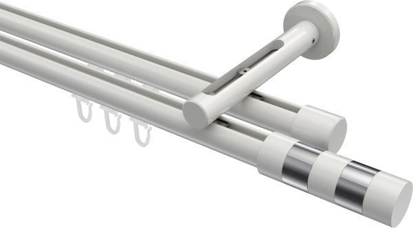 Innenlauf Gardinenstange Aluminium / Metall 20 mm Ø 2-läufig SITENO - Mavell Weiß 100 cm