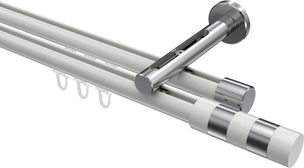 Innenlauf Gardinenstange Aluminium / Metall 20 mm Ø 2-läufig SITENO - Mavell Weiß / Chrom 100 cm