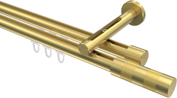 Innenlauf Gardinenstange Messing-Optik 20 mm Ø 2-läufig SITENO - Mavell 100 cm