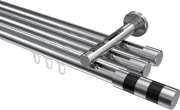 Innenlauf Gardinenstange Aluminium / Metall 20 mm Ø 3-läufig SITENO - Mavell Chrom 100 cm