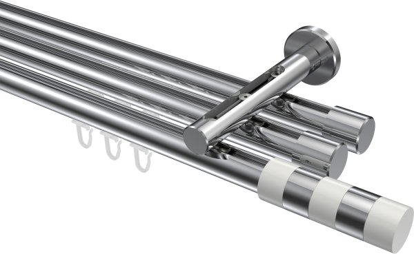 Innenlauf Gardinenstange Aluminium / Metall 20 mm Ø 3-läufig SITENO - Mavell Chrom 100 cm