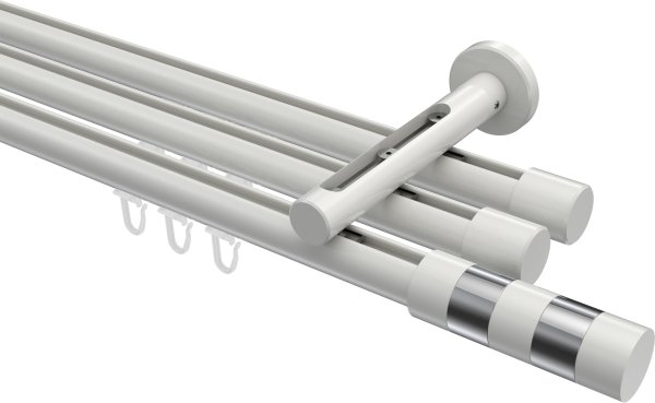 Innenlauf Gardinenstange Aluminium / Metall 20 mm Ø 3-läufig SITENO - Mavell Weiß 100 cm