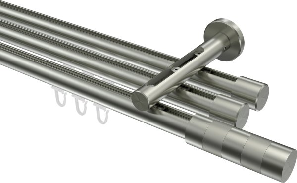 Innenlauf Gardinenstange Edelstahl-Optik 20 mm Ø 3-läufig SITENO - Mavell 100 cm