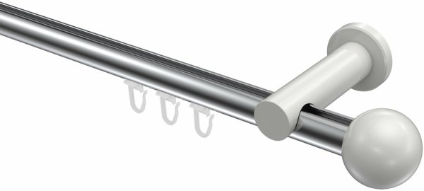 Innenlauf Gardinenstange Aluminium / Metall 20 mm Ø PLATON - Luino Chrom / Weiß 100 cm