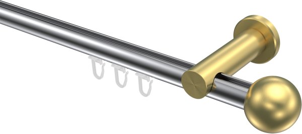 Innenlauf Gardinenstange Aluminium / Metall 20 mm Ø PLATON - Luino Chrom / Messing-Optik 100 cm