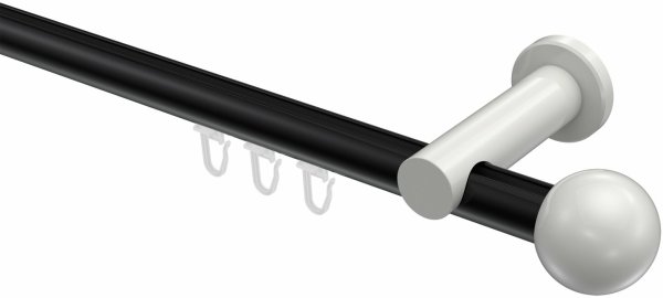 Innenlauf Gardinenstange Aluminium / Metall 20 mm Ø PLATON - Luino Schwarz / Weiß 100 cm