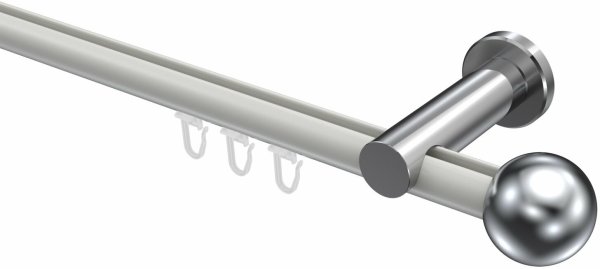 Innenlauf Gardinenstange Aluminium / Metall 20 mm Ø PLATON - Luino Weiß / Chrom 100 cm