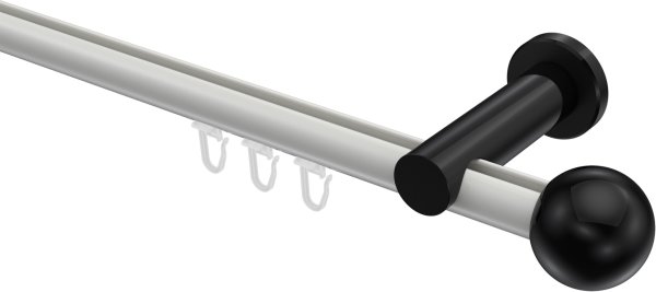 Innenlauf Gardinenstange Aluminium / Metall 20 mm Ø PLATON - Luino Weiß / Schwarz 100 cm
