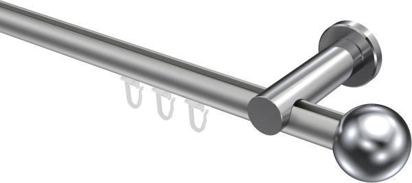 Innenlauf Gardinenstange Aluminium / Metall 20 mm Ø PLATON - Luino Silbergrau / Chrom 100 cm