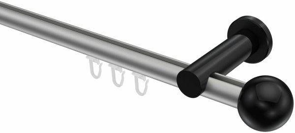 Innenlauf Gardinenstange Aluminium / Metall 20 mm Ø PLATON - Luino Silbergrau / Schwarz 100 cm