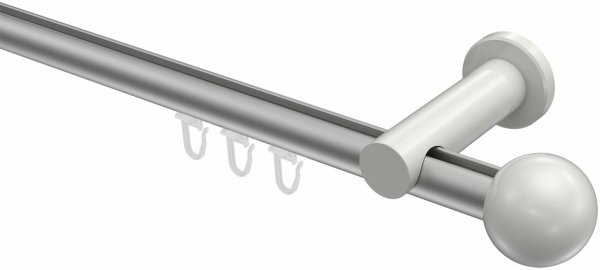 Innenlauf Gardinenstange Aluminium / Metall 20 mm Ø PLATON - Luino Silbergrau / Weiß 100 cm