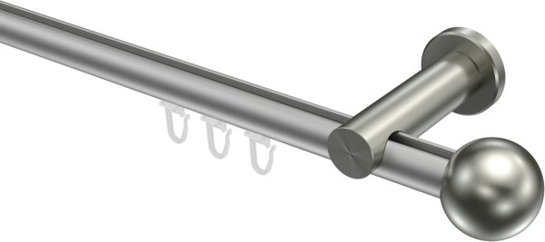 Innenlauf Gardinenstange Aluminium / Metall 20 mm Ø PLATON - Luino Silbergrau / Edelstahl-Optik 100 cm