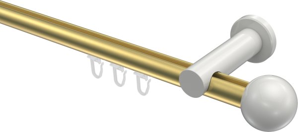 Innenlauf Gardinenstange Aluminium / Metall 20 mm Ø PLATON - Luino Messing-Optik / Weiß 100 cm