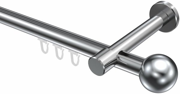 Innenlauf Gardinenstange Aluminium / Metall 20 mm Ø PRESTIGE - Luino Chrom 100 cm
